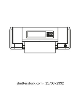 Printer front  line icon isolated on white background. Outline thin business equipment technology vector.