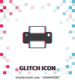 Printer  glitch effect vector icon.
