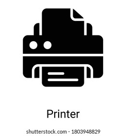 printer glyph icon isolated on white background