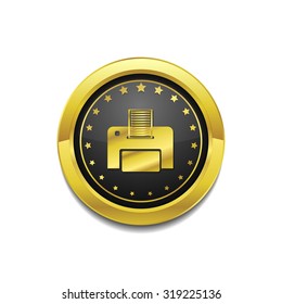 Printer Golden Vector Icon Button