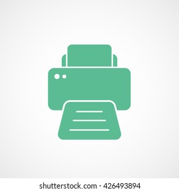 Printer Green Line Icon On White Background