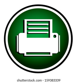 Printer green round icon