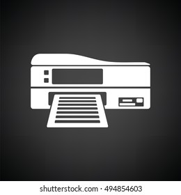 Printer icon. Black background with white. Vector illustration.