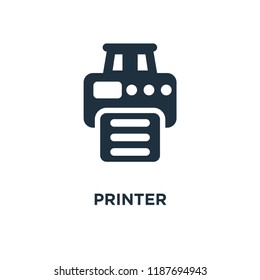 Printer icon. Black filled vector illustration. Printer symbol on white background. Can be used in web and mobile.