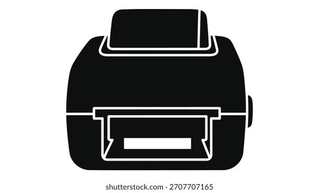 Printer icon black silhouette, representing office equipment for printing documents, reports, and digital files