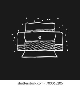 Printer icon in black sketch style