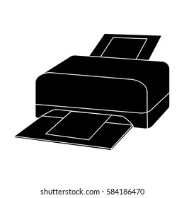 Printer icon in black style isolated on white background. Personal computer accessories symbol stock vector illustration.