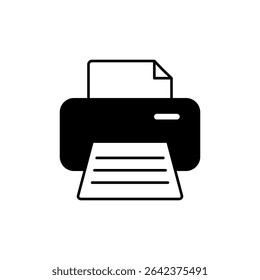Ícone Impressora. Ilustração de vetor preto.