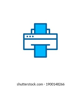 Printer icon in blue color style