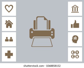 Printer Icon With Bonus Icons. Eps-10.