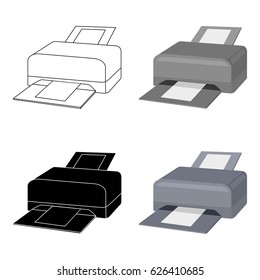Printer icon in cartoon style isolated on white background. Personal computer accessories symbol stock vector illustration.