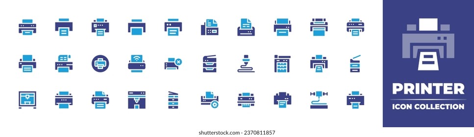 Printer icon collection. Duotone color. Vector illustration. Containing printer, print, fax, photocopier. 