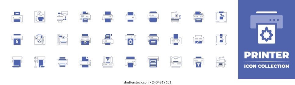 Printer icon collection. Duotone color. Vector and transparent illustration. Containing printer, scanner, printing, offset.