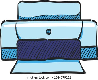Icono de impresora en el dibujo a color.