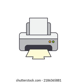 printer icon in color, isolated on white background 