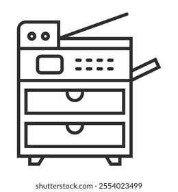 Printer icon, co-working symbol outline icon, editable vector illustration and transparent graphic element. Isolated on white background