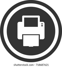 Printer icon, dark circle sign design