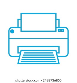 printer icon design blue line vector illustration