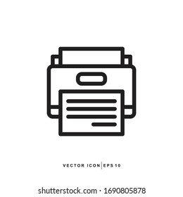 Printer Icon - Device Electronic Icon Vector Design Flat Style Symbol On Light Background