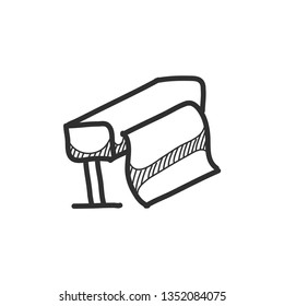 Printer icon in doodle sketch lines. Print shop service publisher desktop publishing