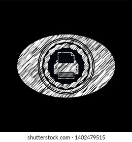 printer icon drawn with chalkboard texture