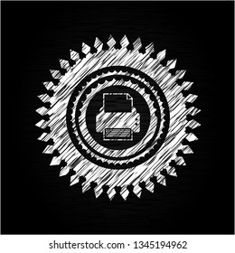 printer icon drawn on a blackboard