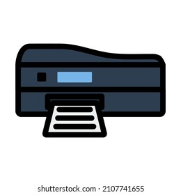 Printer Icon. Editable Bold Outline With Color Fill Design. Vector Illustration.