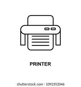 printer icon. Element of simple web icon with name for mobile concept and web apps. Thin line printer icon can be used for web and mobile on white background