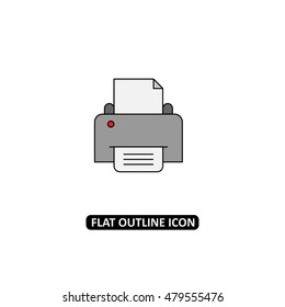 Printer icon. Fax colored line icon. 