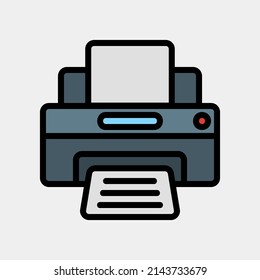 Printer icon in filled line style, use for website mobile app presentation