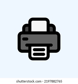 Printer icon in filled line style about user interface, use for website mobile app presentation