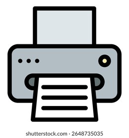 ícone da impressora ilustração em estilo de linha plana representando a impressão de documentos e equipamento de escritório, adequado para ferramentas de negócios, interfaces administrativas e aplicativos de produtividade