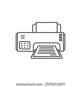 Printer icon in flat linear style. Office machine vector illustration on isolated background. Printout sign business concept.