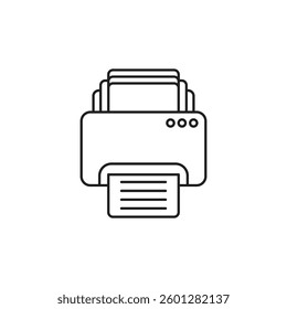 Printer icon in flat linear style. Office machine vector illustration on isolated background. Printout sign business concept.