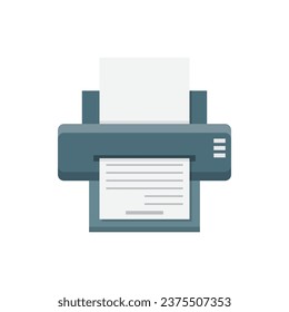 Printer icon in flat style. Office machine vector illustration on isolated background. Printout sign business concept.