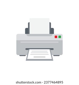 Printer icon in flat style. Office machine vector illustration on isolated background. Printout sign business concept.