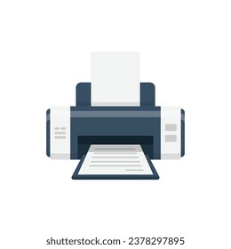 Printer icon in flat style. Office machine vector illustration on isolated background. Printout sign business concept.