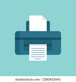 Printer icon in flat style. Office machine vector illustration on isolated background. Printout sign business concept.