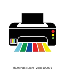 Printer icon image in vector type, to be used as an additional element in the design. 2D flat vector format, created with illustration software