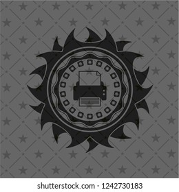 printer icon inside black badge