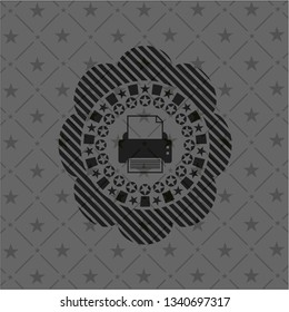 printer icon inside black badge