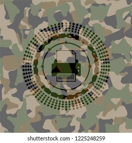 printer icon inside camouflaged emblem