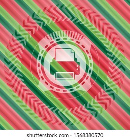 printer icon inside christmas badge background.
