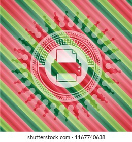 printer icon inside christmas colors emblem.