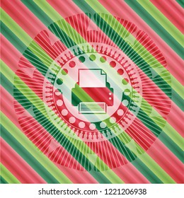 printer icon inside christmas colors badge.