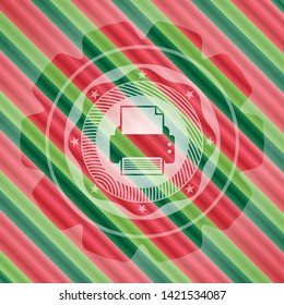 printer icon inside christmas colors badge.