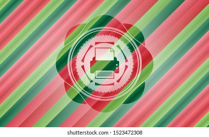 printer icon inside christmas colors style emblem.