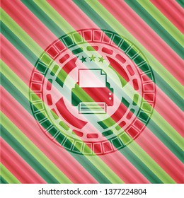 printer icon inside christmas emblem background.