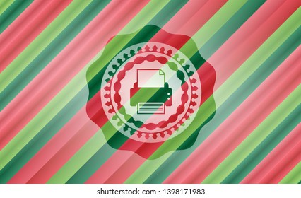 printer icon inside christmas emblem background.