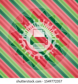 printer icon inside christmas emblem.